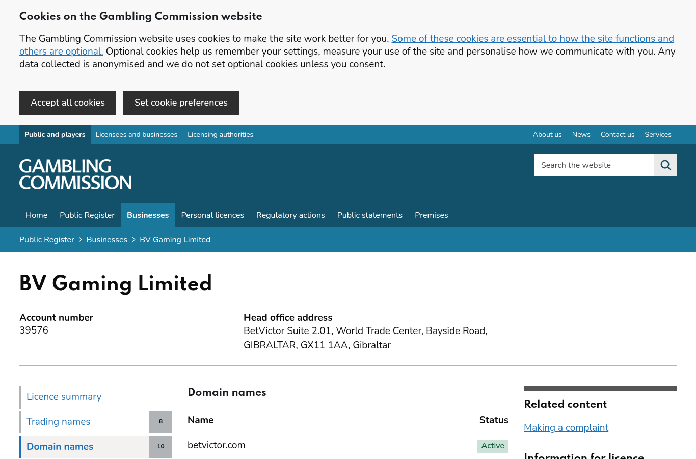 UK Gambling Commission: BetVictor