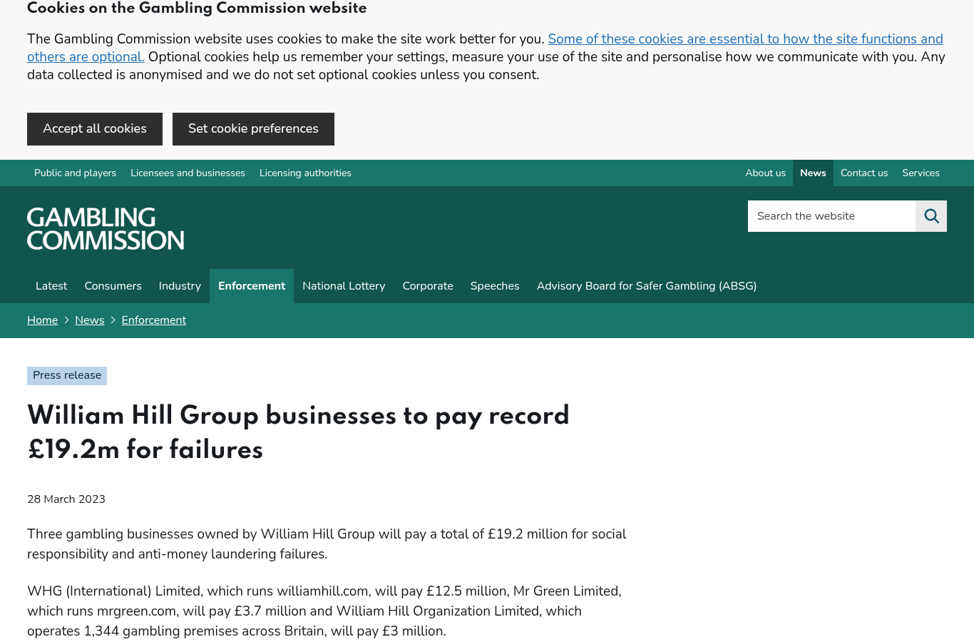 UK Gambling Commission: William Hill